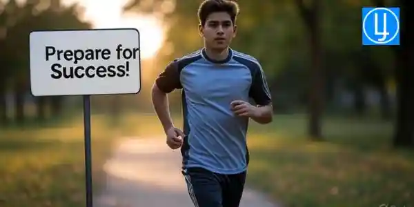 Action-oriented SSC GD PET training image showing a candidate running outdoors with 'Prepare for Success!' text for 2025 exam preparation.